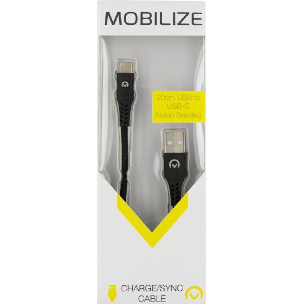 Mobilize Nylon Braided Charge/Sync Cable USB-C - Lengte: 20 cm