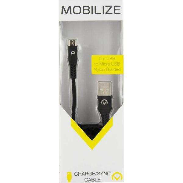 Mobilize Nylon Braided Charge/Sync Cable Micro USB - Lengte: 2 meter