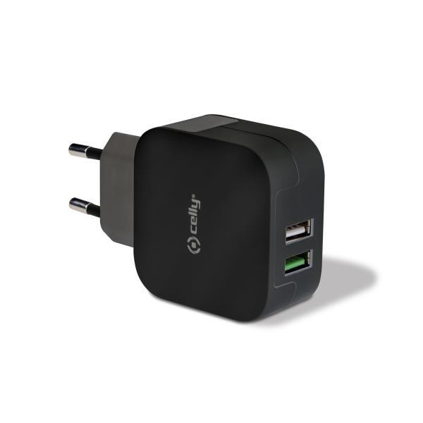 Celly Wall charger 2 USB poorten, output 3.4 A zwart