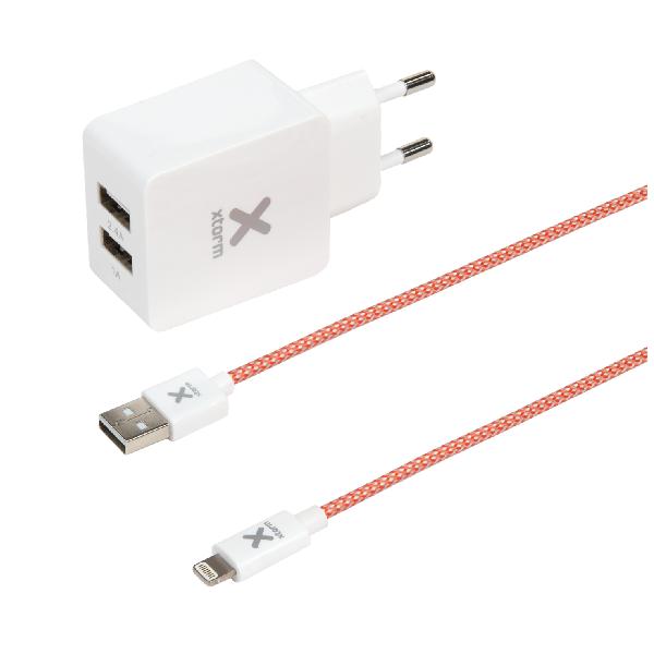 Lightning USB cable + AC adapter
