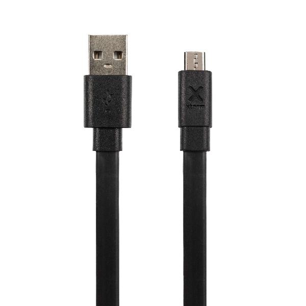 Flat USB to Micro USB cable (3m) Black