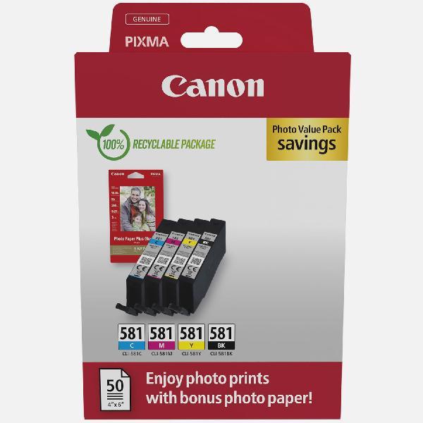 Canon CLI-581 BK/C/M/Y-inktcartridge + fotopapier (Value Pack)