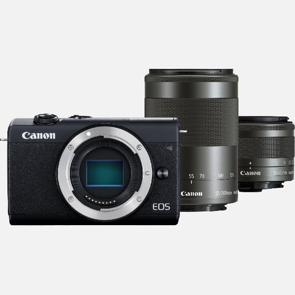 Canon EOS M200-body - zwart + EF-M 15-45mm- + EF-M 55-200mm-lenzen