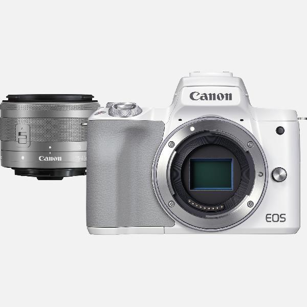 Canon EOS M50 Mark II-systeemcamera, wit + EF-M 15-45mm f/3.5-6.3 IS STM-lens, zilver