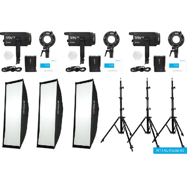 Nanlite FS 60B LED Tripple Kit (w/ Light Stand&Softbox) | Camera's en toebehoren | Fotografie - Overige foto&video accessoires | 0651137511657