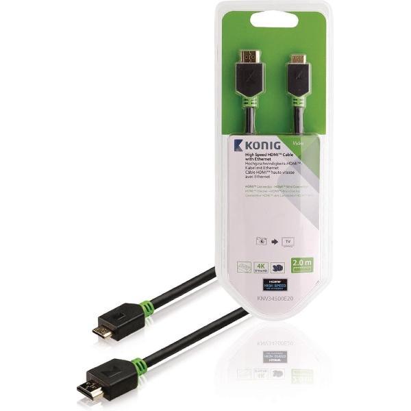 High Speed HDMI kabel met Ethernet HDMI connector - HDMI mini-connector 2,00 m grijs