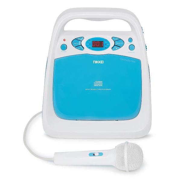 Nikkei NKS30BL - Karaoke Set voor Kinderen met Microfoon - CD-Speler, USB, FM Radio en Aux-in - Wit/Blauw
