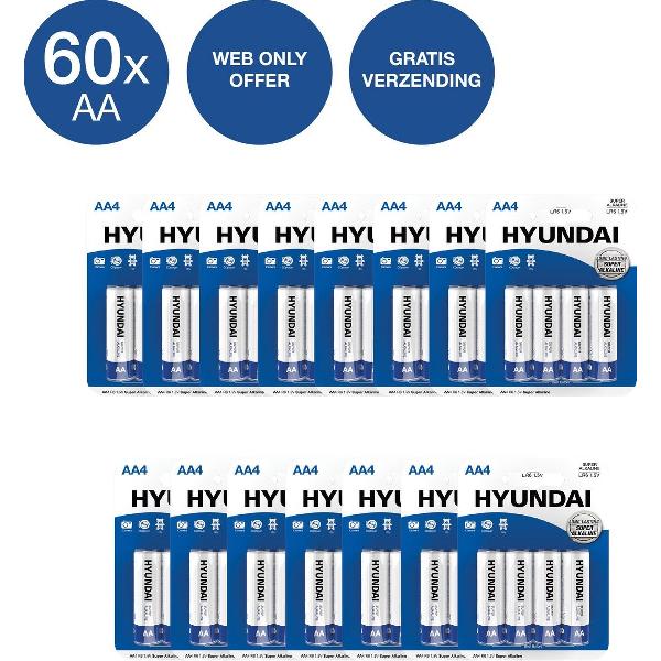 Hyundai - AA Batterijen - Alkaline - 60 stuks