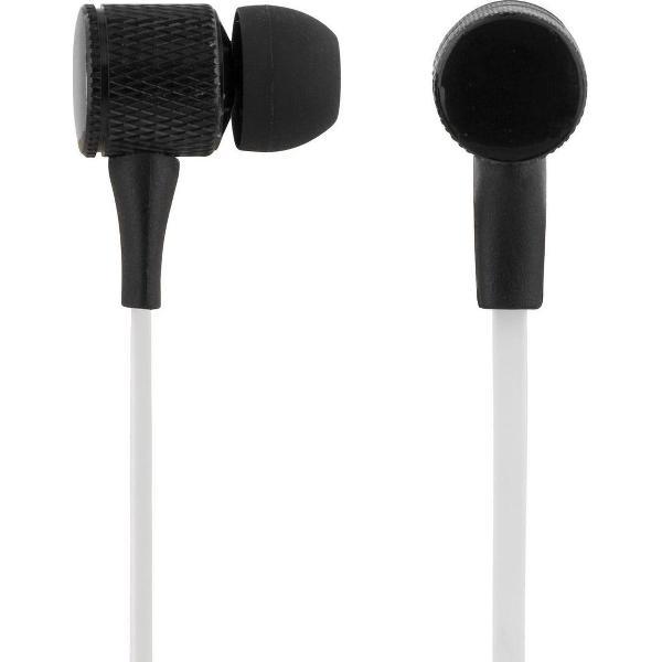 STREETZ HL-284 In-ear Oordopjes met microfoon, 3,5 mm connector, antwoordknop, volumeregeling, 1,2m kabel, zwart / wit