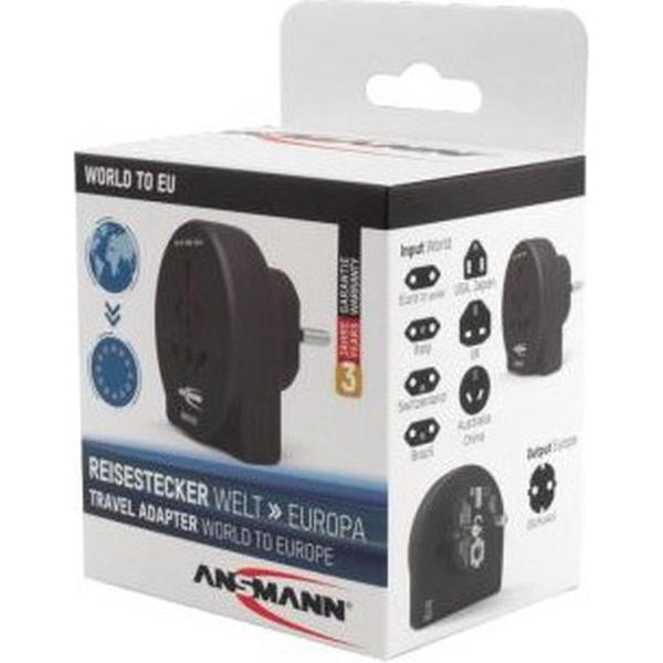 Ansmann 1250-0011 Reisstekker World to EU