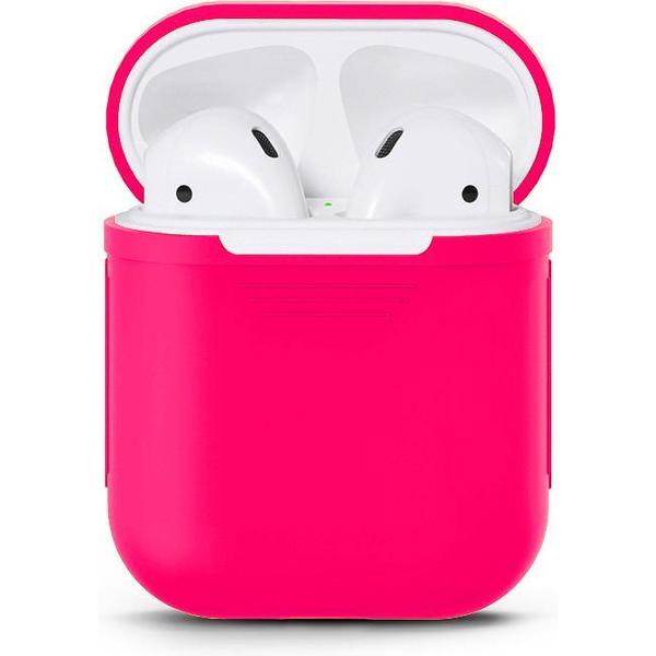Airpods Silicone Case Cover Hoesje geschikt voor Apple Airpods 1 / 2 - Donker Roze