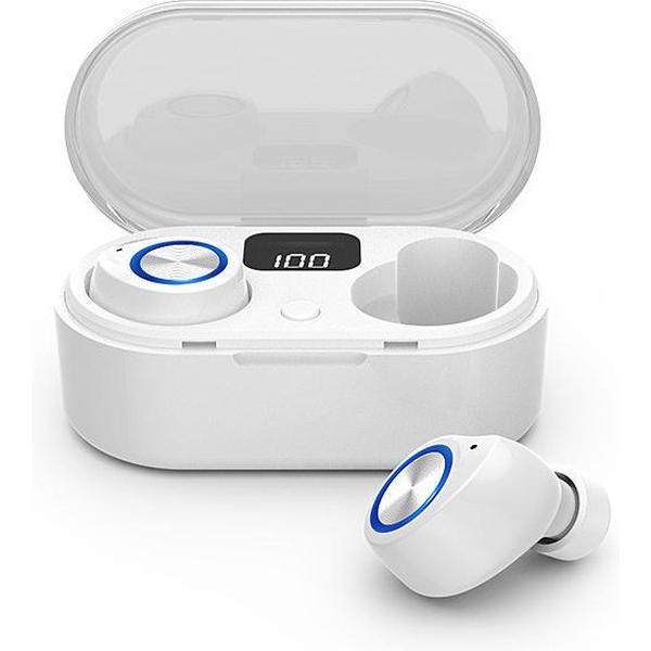 Gymston MX7 Volledig Draadloze Oordopjes Met Oplaadcase - Wit - Draadloze Bluetooth oordopjes - Bluetooth oortjes - Geschikt voor alle bluetooth smartphones Apple iPhone en Android - Draadloos opladen
