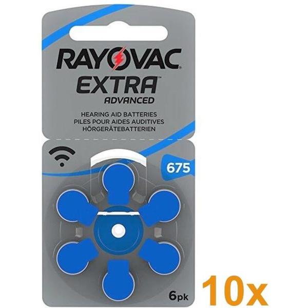 60 Stuks (10 Blisters a 6St) - Rayovac 675 Extra Advanced Gehoorapparaat batterijen