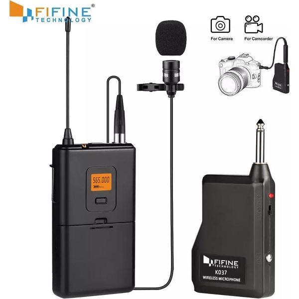 Dasspeld microfoon | Draadloos voor mobiel - videocamera | clip on spraakmicrofoon | Iphone - Android | Fifine technology k037