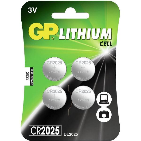 GP Lithium CR2025 knoopcelbatterijen - 4 stuks