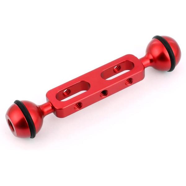PULUZ 5,1 inch 13 cm aluminium arm met dubbele ballen voor onderwaterlamp / videolicht, baldiameter: 2,54 cm (rood)