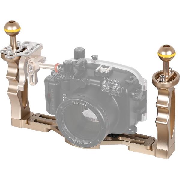PULUZ Dual Handles aluminiumlegeringstabilisator voor onderwatercamerahuizen (goud)