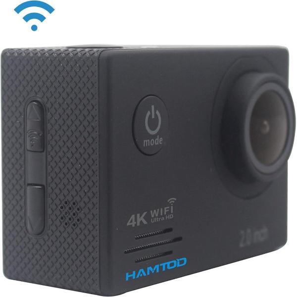 HAMTOD HF60 UHD 4K WiFi 16.0MP Sportcamera met waterdichte behuizing, Generalplus 4247, 2,0 inch LCD-scherm, 120 graden groothoeklens, met eenvoudige accessoires (zwart)