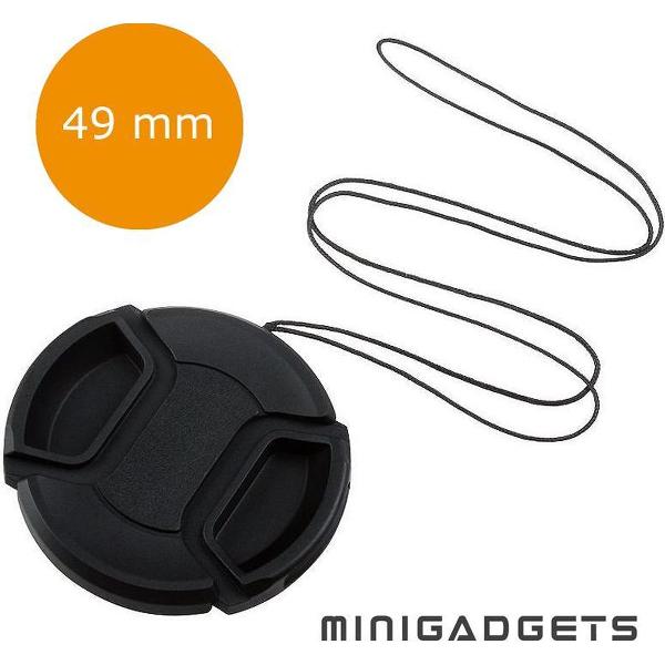 Universele 49mm Lens Cap, Lensdop voor Nikon, Sony, Canon camera's | met koord | Minigadgets