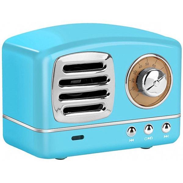 Lichtblauwe Stereo Elegante Vintage FM-radio retro draadloze Bluetooth-luidspreker