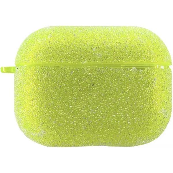 Airpods Pro Case Cover - Glitters Neon Geel - Beschermhoes - Bescherm Etui inclusief karabijnhaak - Geschikt voor Apple Airpods Pro