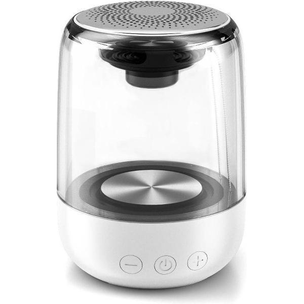 MaxiQualis TWS Draagbare Bluetooth Luidspreker - BT5.0 - LED Light Show (wit)
