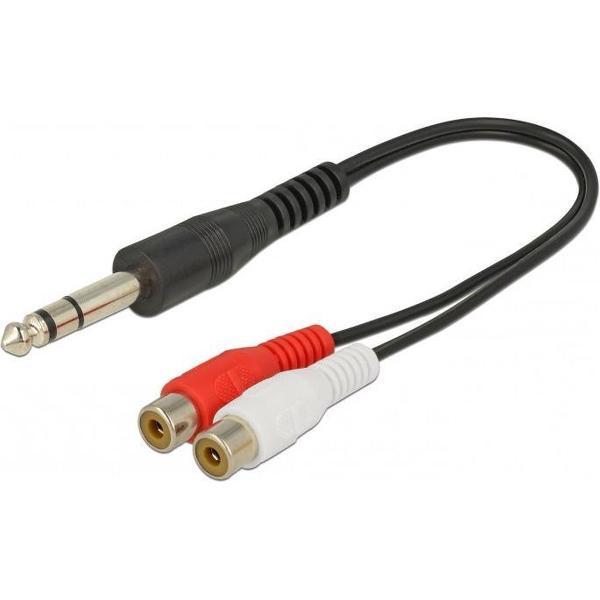 Transmedia 6,35mm Jack (m) - Tulp stereo (v) audio adapter kabel - 0,20 meter