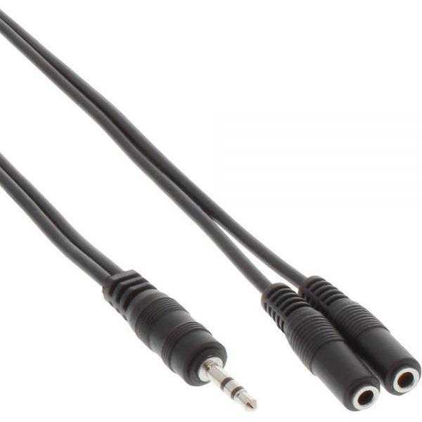 InLine 3,5mm Jack naar 2x 3,5mm Jack stereo audio splitter - zwart - 2 meter
