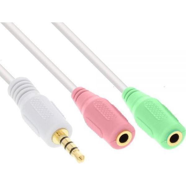 InLine 99301W 1m 3.5mm 2 x 3.5mm Groen, Roze, Wit audio kabel