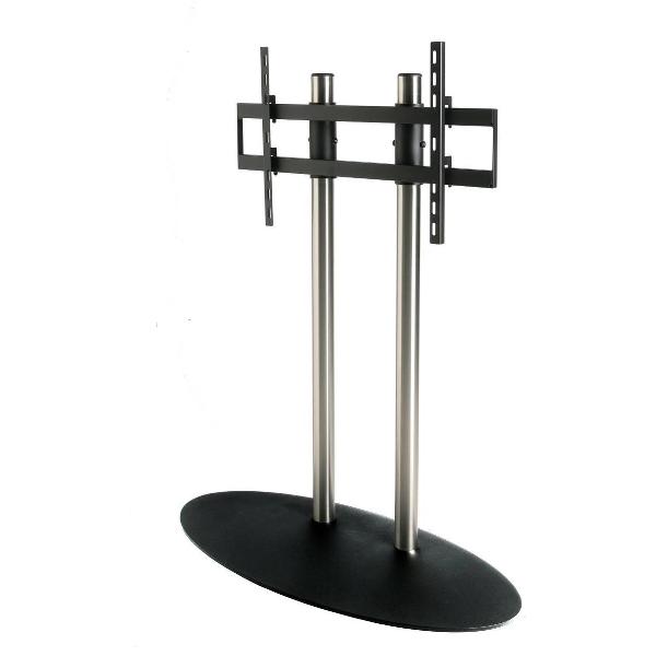 Cavus RVS vloerstandaard met zwarte ovalen voet voor schermen tot 70 inch - 120 cm hoog