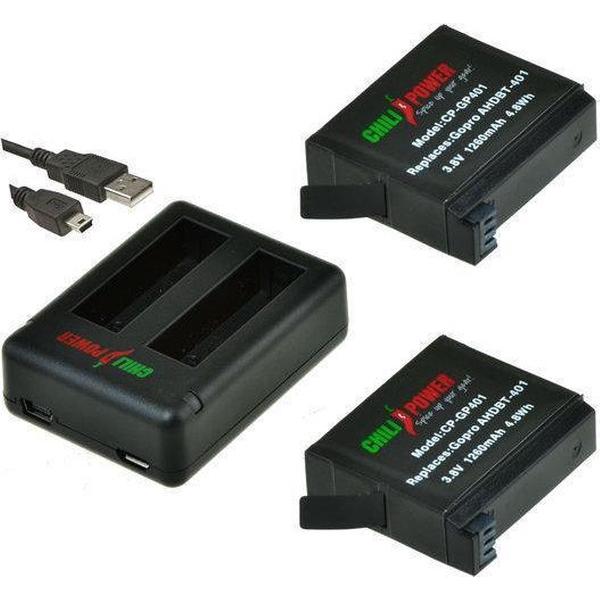 ChiliPower GoPro Hero4 USB Kit - Camera Batterij Set