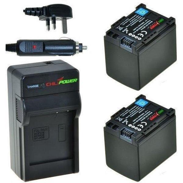 ChiliPower 2 x BP-819 accu's voor Canon - Charger Kit + car-charger - UK versie