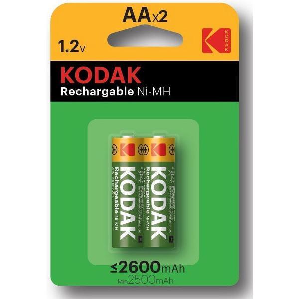 2 x AA oplaadbare krachtige Kodak batterijen - 2600mAh