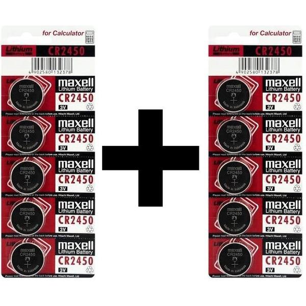 10 x CR2450 Lithium knoopcel Batterij Maxell - 1+1 Gratis