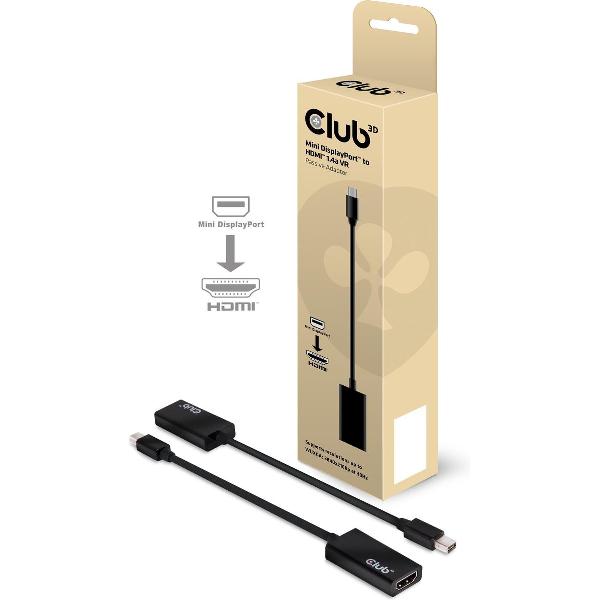 club3D CAC-1156 Mini-displayport / HDMI Adapter [1x Mini-DisplayPort stekker - 1x HDMI-bus] Zwart (glanzend) Ultra HD-HDMI