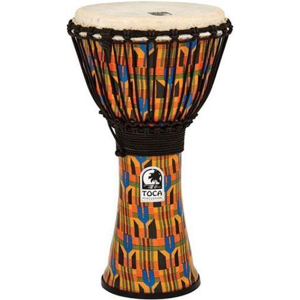Toca SFDJ-10K Synergy Freestyle Djembe Rope Kente Cloth djembé