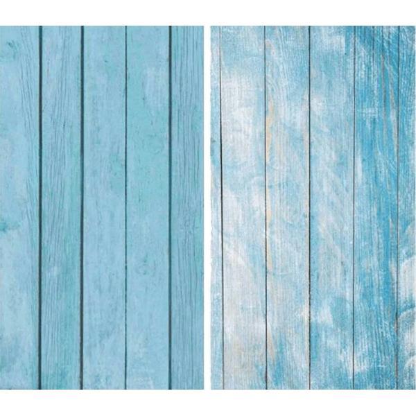 DW4Trading® Vinyl achtergrond dubbelzijdig voor food fotografie hout licht blauw