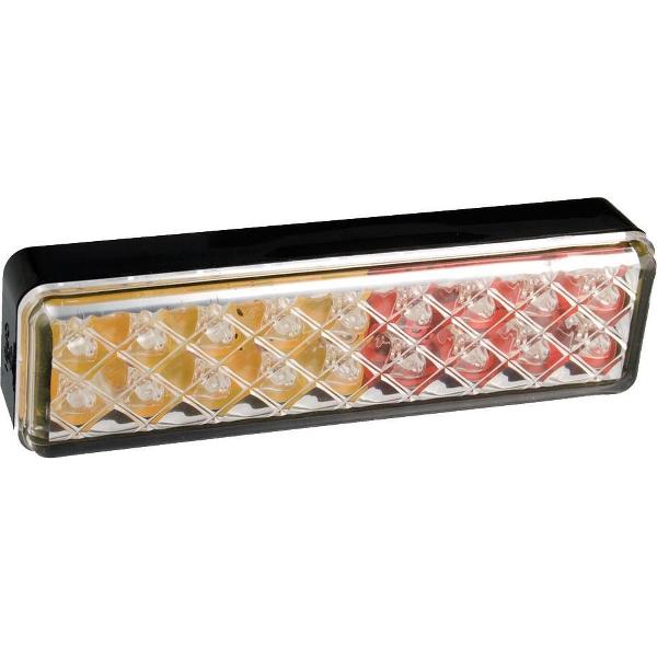 Achterlicht 12/24V 3 functies 135x38mm LED met houder zwart