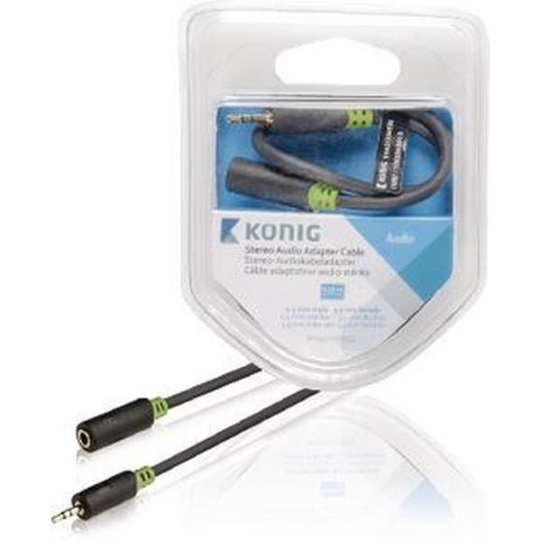 König 2.5 mm male/3.5 mm female, 0.2 m audio kabel 0,2 m 2.5mm 3.5mm Antraciet