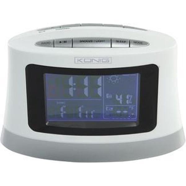 Konig FM wekkerradio met buitensensor - wit