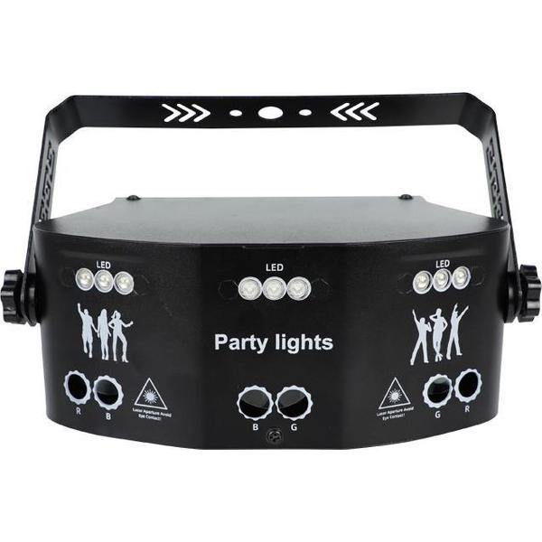 Glarity Feestlamp Discolamp 15 ogen 6 Lasers 9 Stroboscoop Afstandsbediening - Projector - DMX512 - Reageert Op Muziek - LED - Party lights - Laser - RGB - Laserlamp - Huisfeest - Party - LED lamp - Lichteffect