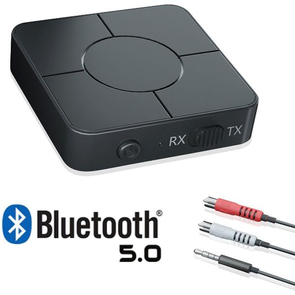 Phannie 2 in 1 Bluetooth Receiver & Transmitter - Stream Station - Audio Adapter - BT 5.0 - 3.5mm AUX/RCA - Zender - Ontvanger - Met Microfoon - HD Geluid - Handsfree Bellen - Laptop - Autoradio - TV - Speaker