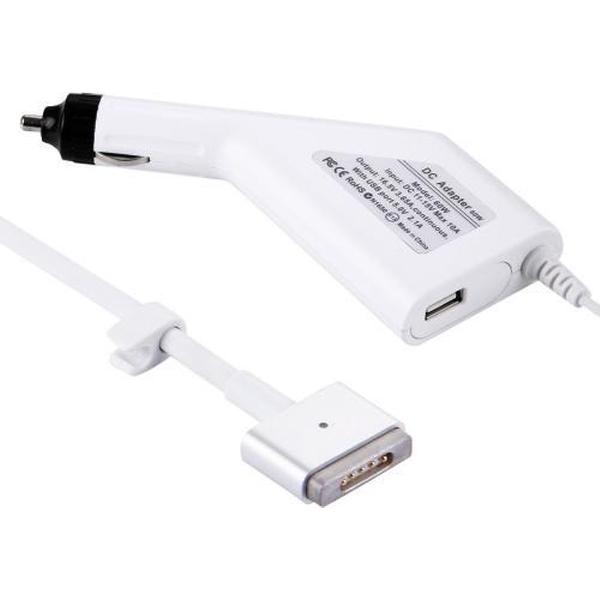 60 W 16,5 V 3,65 A 5-pins T-stijl MagSafe 2 autolader met 1 USB-poort voor Apple Macbook A1465 / A1502 / A1435 / MD212 / MD2123 / MD662, lengte: 1,7 m (wit)