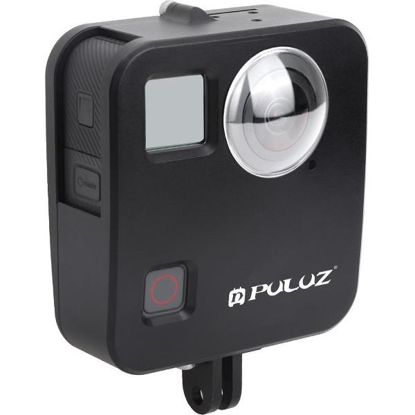 PULUZ voor GoPro Fusion Behuizing Shell CNC-aluminium beschermkooi met basismontage en lensdoppen (zwart)
