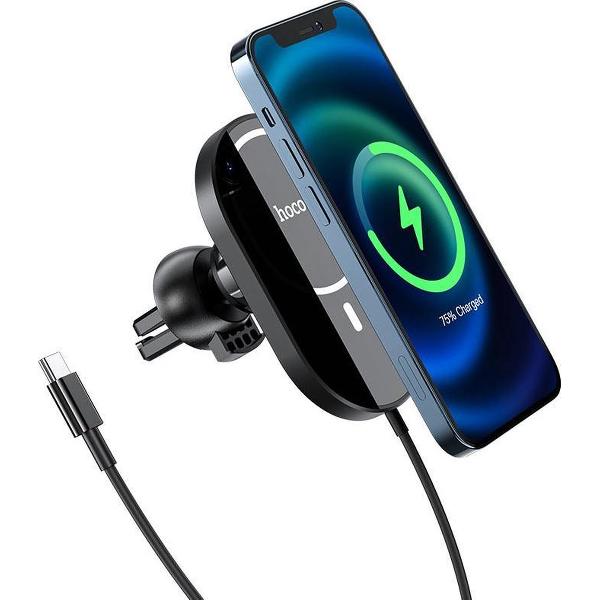 Hoco CA90 - Magnetisch Magsafe Autohouder met Draadloze Oplader voor in de Luchtrooster