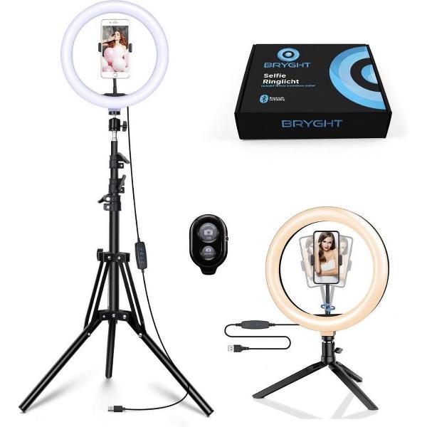 BRYGHT 10 Inch LED Licht - Smartphone Statief - Ringlamp - TikTok - Ringlight met statief - 160cm statief - Ring Light Lamp