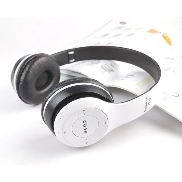 HOOFDTELEFOON MET MICROFOON EN BLUETOOTH vs 5.0 wit. ***** ALS BESTE GETEST