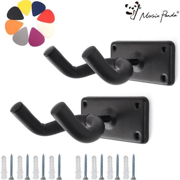 Music Panda ® Twee stuks Gitaar Wandbeugel met 8 Plectrum -Gitaar muurbeugel -Wandsteun - Gitaarhouder-Gitaar standaard – Hanger – Muurhaak- Viool – Basgitaar - Ukelele-Mandoline- Metaal Rechthoek
