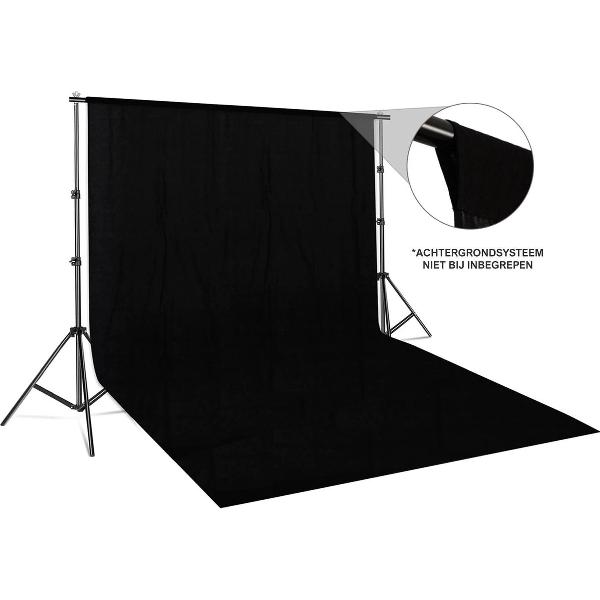 3x4m - Katoen - Zwart achtergronddoek voor fotografie en videografie / fotostudio / streaming etc.