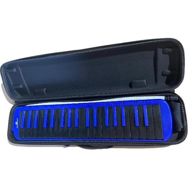 Melodica met 37 toetsen en koperen binnenplaat - blaaspiano - zwart en donker blauw